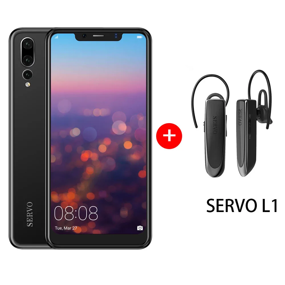 SERVO P20 6,1" u-образный дисплей, смартфон, Android 8,1, отпечаток пальца, двойная задняя камера, МП, 4G LTE, сотовый телефон - Цвет: Black N L1 Headset