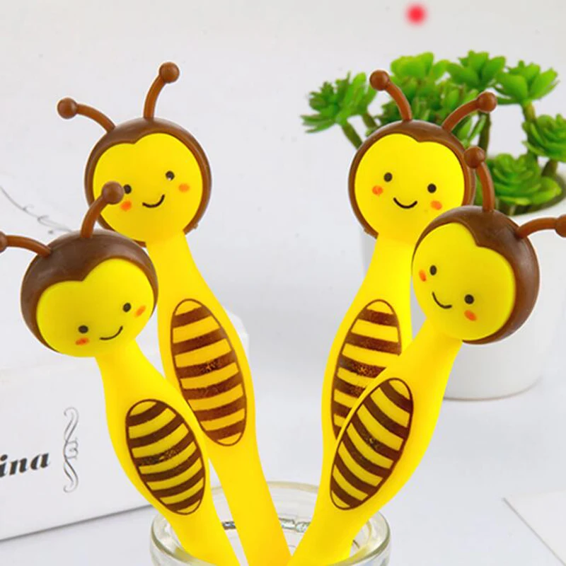 

Novelty creative cartoon bee black gel pen School Student black ink Pen Writing Supplies Office Stationery signing pen