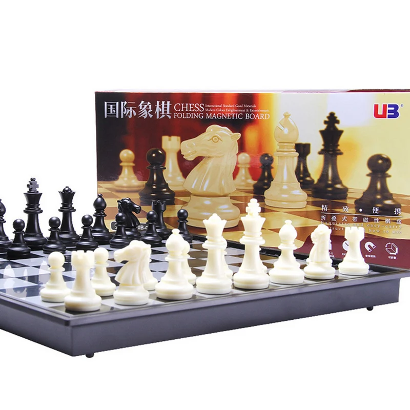 

BSTFAMLY plastic chess set game, Portable game of international chess, folding plastic chessboard magnetic chess pieces, LA5