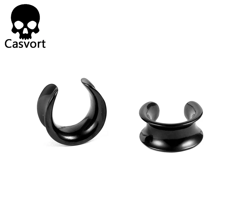Casvort 2 PCS New Saddle Ear Tunnel Plug Piercing Ring Expander Studs Stretchers Fashion Body Piercing Jewelry Earrings Gift