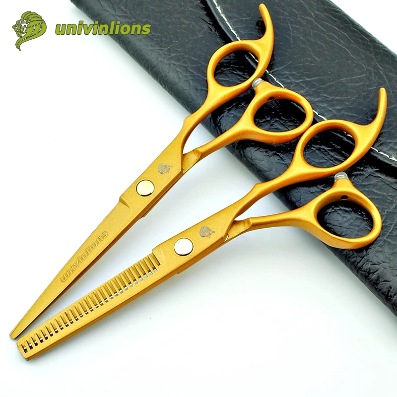 6" teflon gold hair scissors hairdressing golden hairstylist scissors