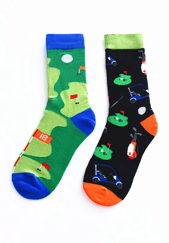 Newly Men Socks Cotton Casual Personality Design Animal fruit Happy left and right Different Socks Gifts for Men Brand Qual