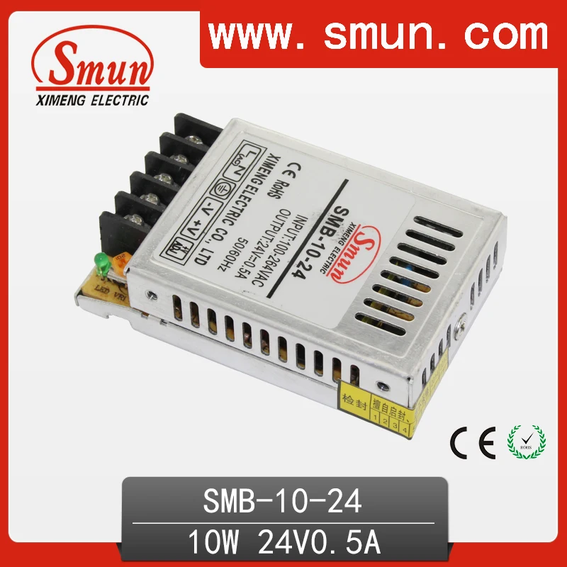 

10W Ultra Thin Type Single Output Switching Mode Power Supply 24V 0.4A AC-DC Slim Led Driver SMB-10-24