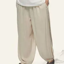 Унисекс 6 цветов хлопок и лен форма для боевых искусств кунг-фу брюки буддийские леггинсы брюки для медитации дзен шаровары синий/красный/серый лето и весна