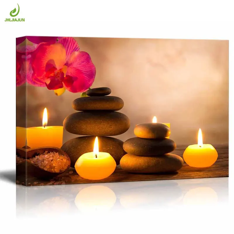 

JHLJIAJUN Canvas Painting Flower Candle Stone Landscape Bright HD Posters 3D Wall Art Picture Home Decor Wall Art For Yoga Room