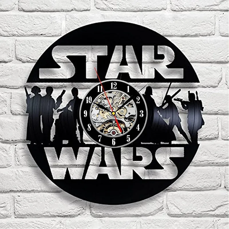 Star Wars Art Vinyl Wall Clock Gift Room Modern Home Record