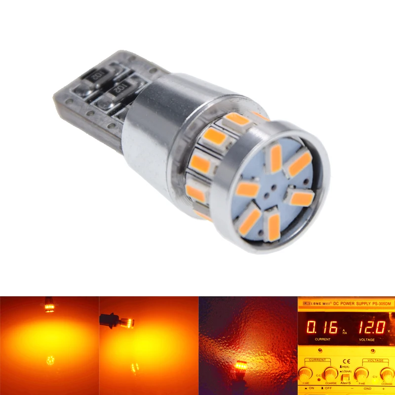 10 шт. Amber T10 W5W светодиодный лампы 18SMD CANBUS ОВС ошибок светодиодный светильник 501 Dash светодиодный лампы Интерьер авто источник света парковка 12