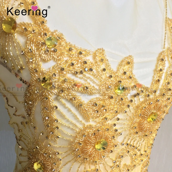 Keering large size hand-made rhinestone patch for wedding dress ornaments free shipping WDP-099