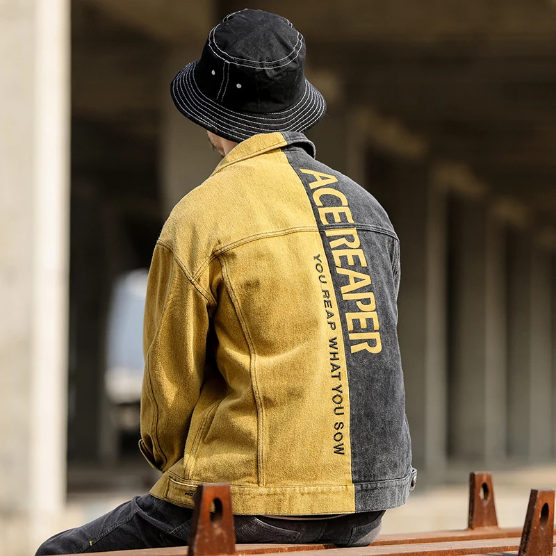 Fashion Casual Men's Denim Jacket Spring And Autumn New M-2XL Contrast Slim Jacket Coat Black Blue Personality Youth Popular Fashion Casual Men's Denim Jacket Spring And Autumn New M-2XL Contrast Slim Jacket Coat Black Blue Personality Youth Popular