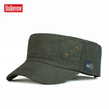 UNIKEVOW 100% Cotton Army Cap 2 bottons Flat top Hat for men Military cap outdoor hat sport cap UNIKEVOW 100% Cotton Army Cap 2 bottons Flat top Hat for men Military cap outdoor hat sport cap