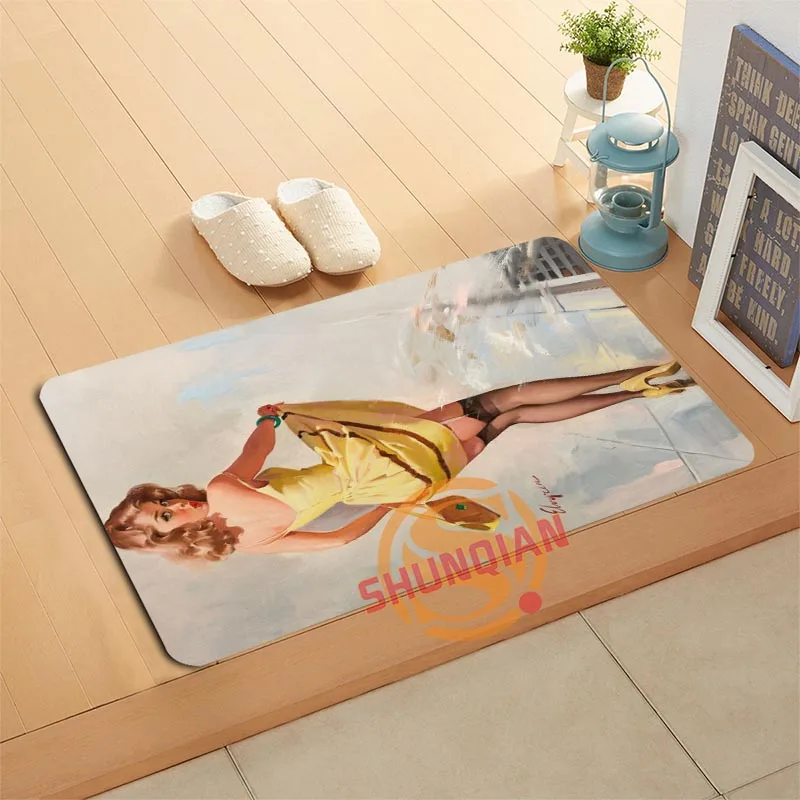 Пользовательские Pin Up Girl Книги по искусству коврик для ванной коврики для ног Pad Home Decor Ванная комната коврики дверной коврик A320#19 - Цвет: Фиолетовый