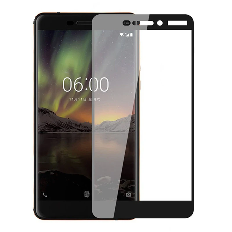 Защитное стекло на Для нокиа 6.1 / nokia 6.1 glass стекло закаленное стекло df fullscreen для nokia 6.1 противоударное защитное стекло для nokia 6.1 / nokia 6.1 9H 2.5D - Цвет: Black