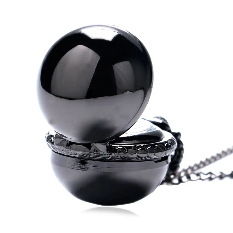 Кварцевые карманные часы в стиле стимпанк черного цвета с гладким шариком