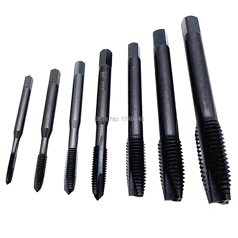 7pc HSS Nitriding Coated Screw Tap Set Metric Straight Fluted Screw
