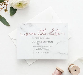 

Simple Flat Rose Gold Foil Marble Design Save the Date