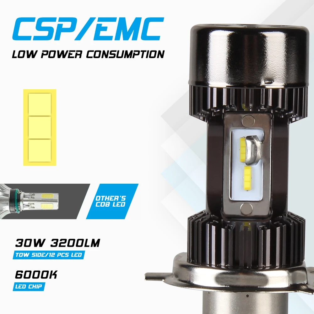 Автомобиль Ровер мотоцикл фары H4 светодиодный лампы 3200LM мотоциклетная фара 30 Вт супер яркий 6000 K Hi Lo луч Мото Светодиодный