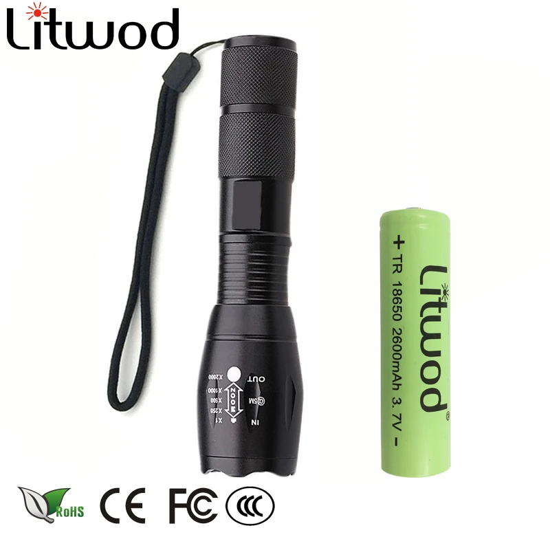 

Z30 XML L2 5000LM Aluminum Waterproof Zoomable CREE LED Flashlight Torch tactical light for 18650 Rechargeable Battery or AAA