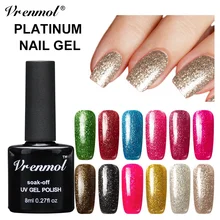 Vrenmol 8 мл супер Сияющий эффект Платиновый Гель-лак для ногтей Идеальный замачиваемый УФ светодиодный Гель-лак полустойкий лак для ногтей