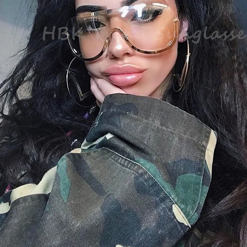 Новинка, большие защитные очки, оправа, большие размеры, сплав, цельный, сексуальные, крутые, солнцезащитные очки для женщин, золотые, прозрачные, градиентные, пилотные оттенки