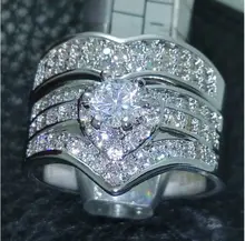 Size 6/7/8/9/10 Fashion jewelry Luxury 10kt white gold filled white AAA CZ Gem Simulated stones Women Wedding Ring set gift