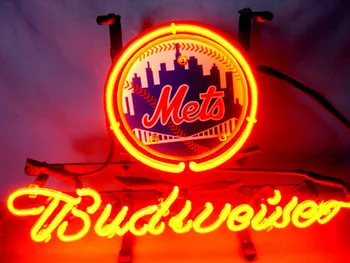 

Custom Business NEON SIGN board For New York NY METS Baseball GLASS Tube BEER BAR PUB Club Shop Light Signs 17*14"