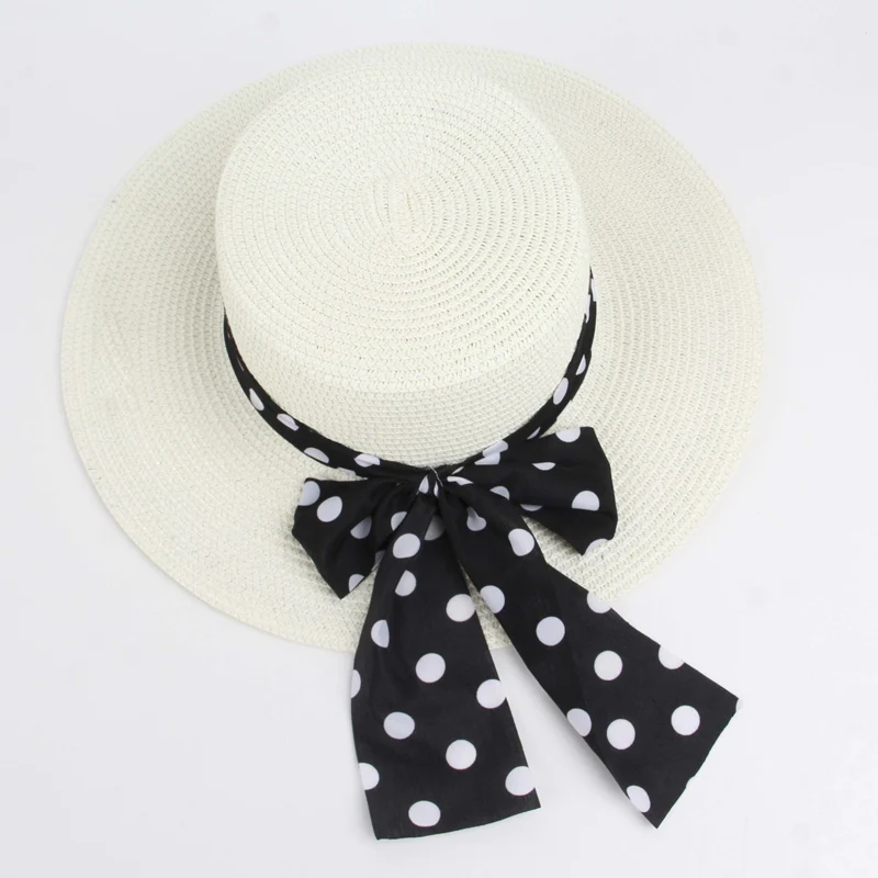 

Women's Summer Straw Hat Handmade Straw Weaving Wave point Round Flat Sun hat big wide brim beach hat foldable panama hat L012