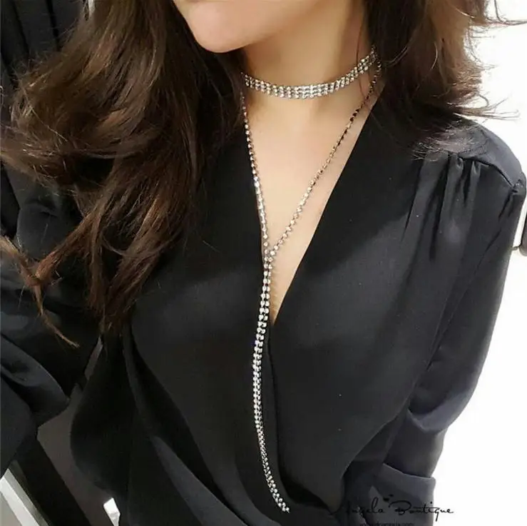 

Fashion Rhinestones Choker Statement Necklace Women Luxury Crystal Chokers Necklaces Maxi Collar Torque Accessories
