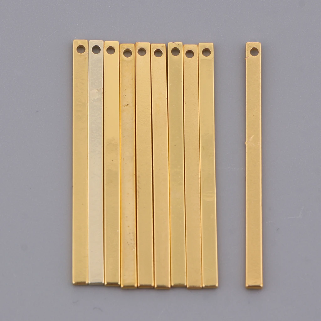 10 Piece Alloy Flat Rectangle Blank Coin Engraving Stamping Charms Tag Pendant Necklace Bracelet Pendants for DIY Jewelry Making