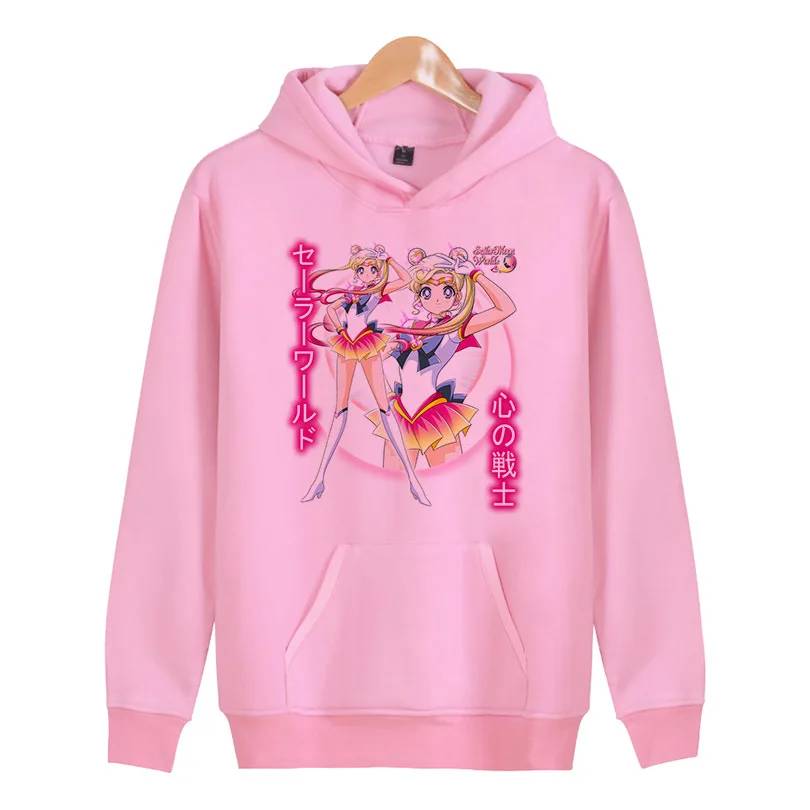 

Sailor Moon Cotton Pullover women's Hoodie 2018 Spring Streetwear Side Track Hoodies women Unisex W4936