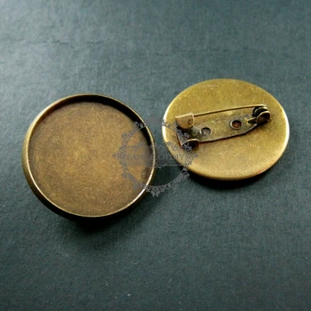 

25mm setting size round bezel tray vintage style antiqued bronze brooch pin DIY supplies findings 1582032