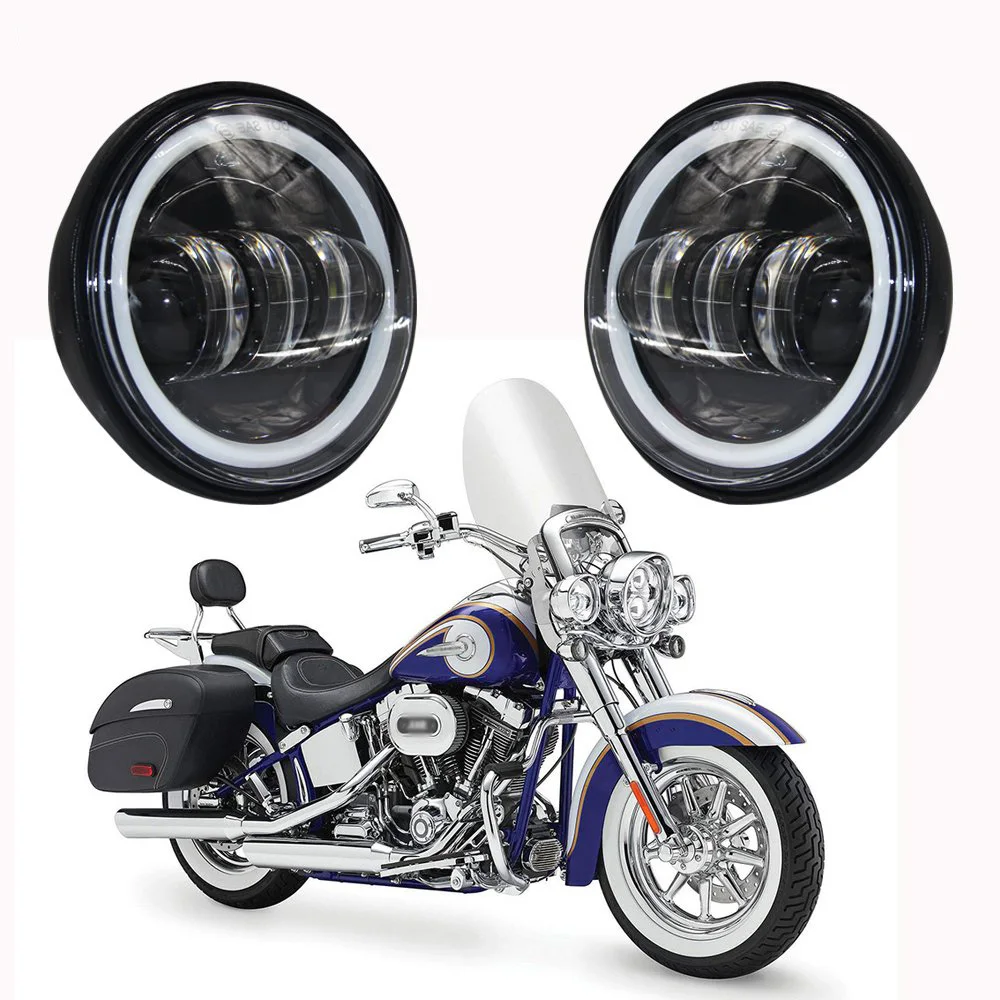 4 1/2&quot 4.5 Inch for harley Motorcycle LED Fog Light Passing Auxiliary Lamps White Halo Ring For Harley Touring Road king |