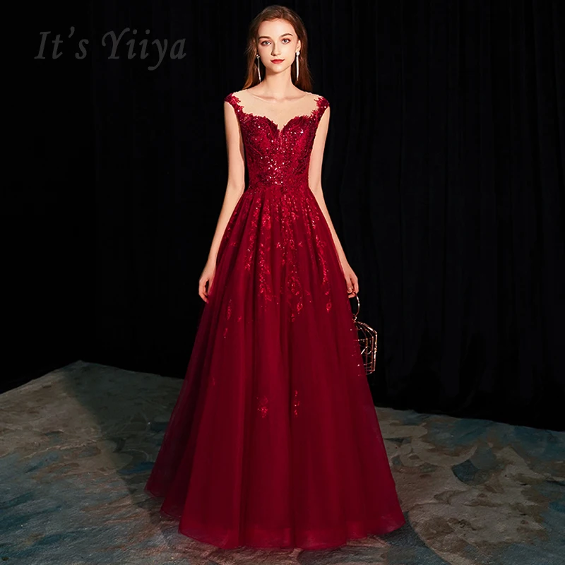 

It's Yiiya Evening Dress Strapless Robe De Soiree Sleeveless Women Party Dresses 2019 Long Plus Size Sequin Evening Gowns E661