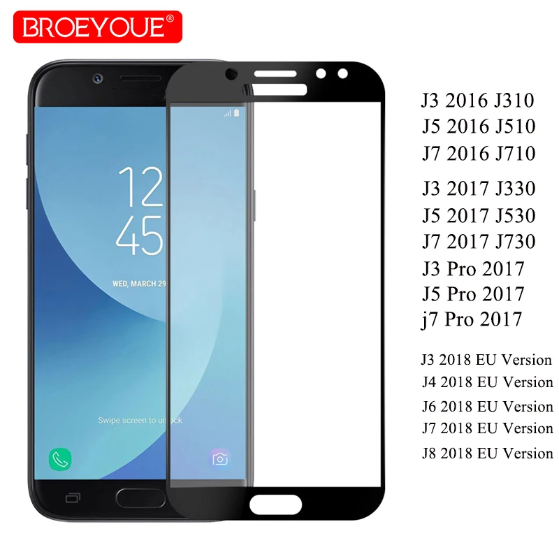 Закаленное стекло для Samsung Galaxy J3 J5 J7 2016 2017 EU Edition 3D защита экрана с полным покрытием
