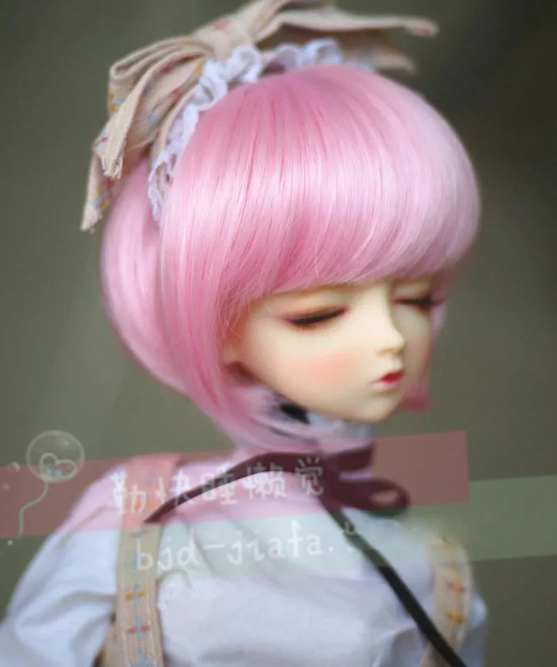 Новое поступление 1/3 1/4 1/6 Bjd SD кукла парик проволока модные короткие милые розовые цвета высокая температура BJD супер волосы куклы