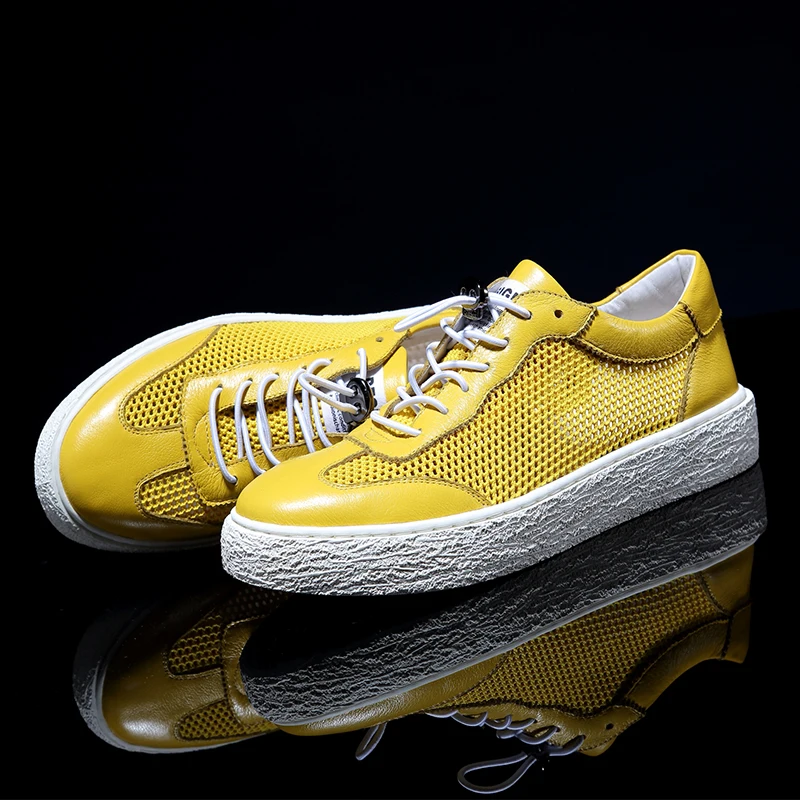 Bege Homens azul Coreana Céu amarelo Jogo Respirável Tendência Todos Do Couro Casuais De azul Versão Dos 2018 preto Da Sapatos marfim Os Verão Genuíno RTg1gI8