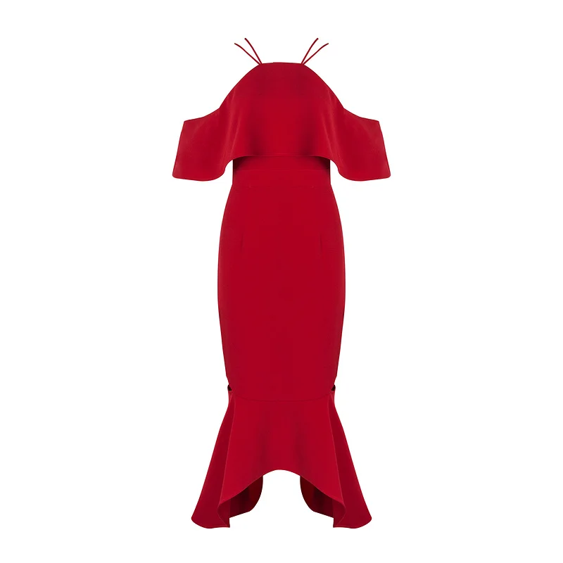 Женское платье Русалка на тонких бретельках с асимметричным вырезом и