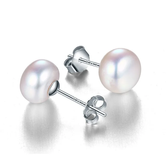 100% genuine freshwater white pearl earrings fashion jewelry silver stud earrings for women super deal with gift box 2021 new 