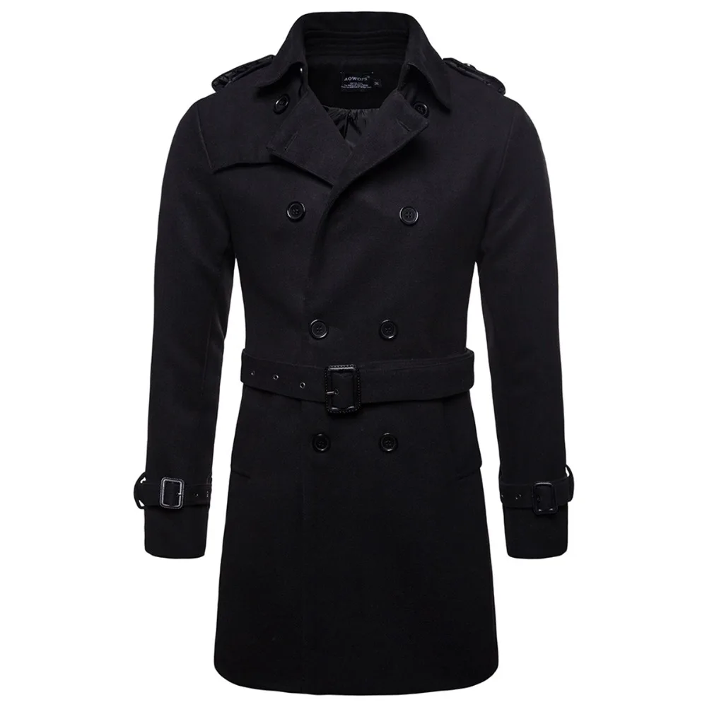 PUSEKY Мода г. для мужчин шерстяное пальто Тренч Slim Fit офисные куртки пальто M-XXL