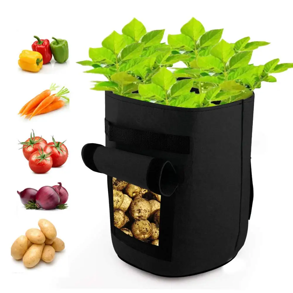 10/7 Gallon Potato Grow Bag Double Door Pot Nonwoven Environmentally Friendly Indoor Outdoor Plant Bag