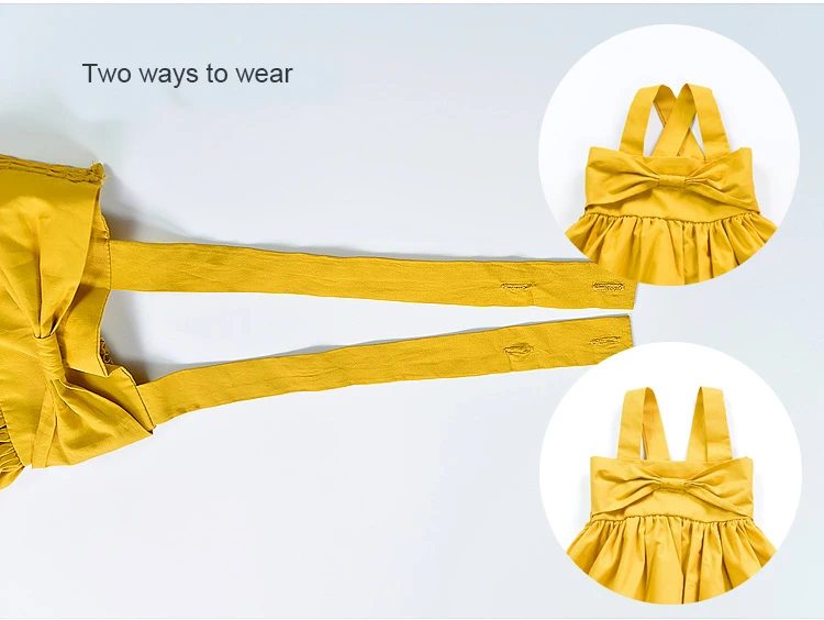 Mother nest Big Bow Yellow Girls Strap Dress 2018 Infants Cotton Backless Pleated Princess Dresses Toddler Newborn Clothing (3)