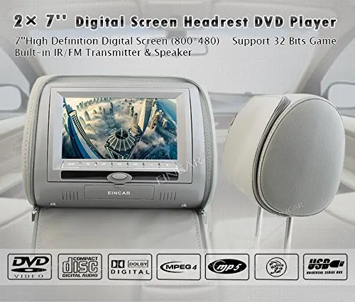 Discount Eincar 2PCS Car DVD Player Multimedia Headrest Pillow with TFT LCD Wide car Auto Monitor digital screen FM Transmitter (Gary) 1 Discount Eincar 2PCS Car DVD Player Multimedia Headrest Pillow with TFT LCD Wide car Auto Monitor digital screen FM Transmitter (Gary) 1