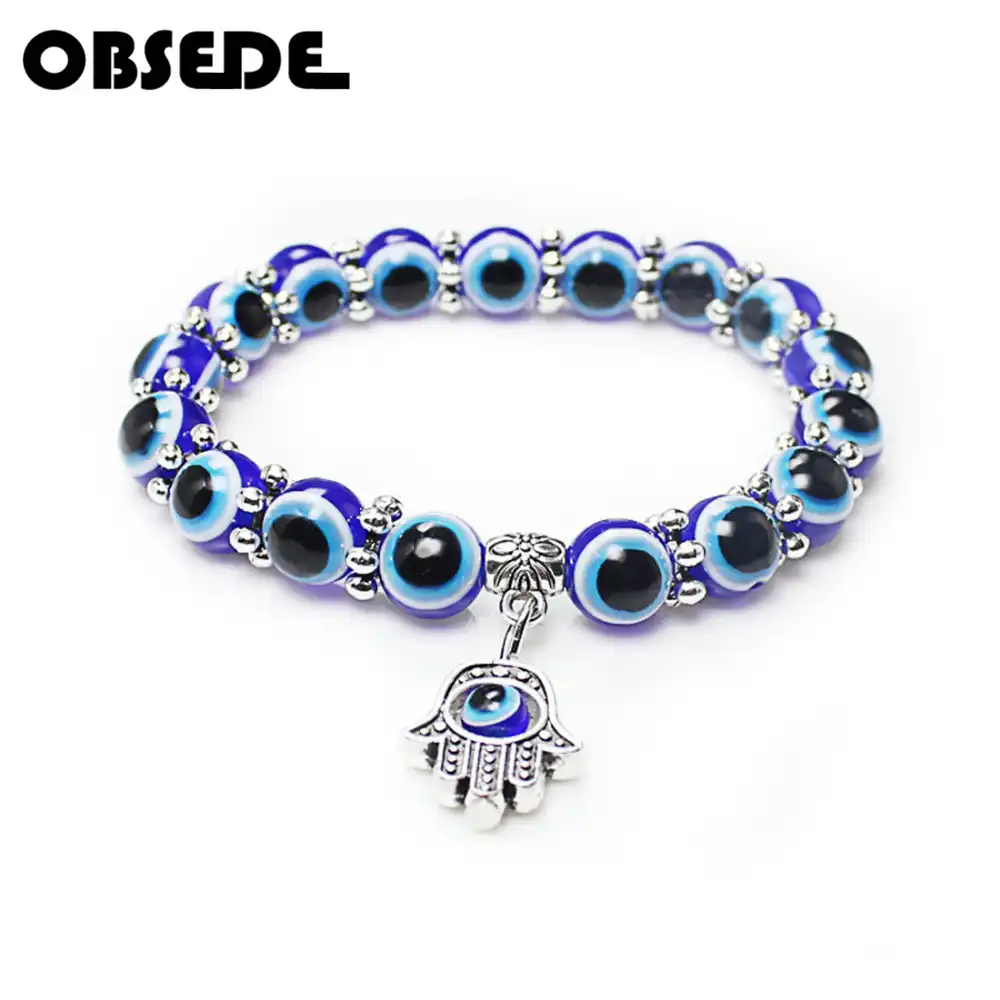 Fatimas mano Pulsera Brazalete ojo morado turquesa mano de Fatima Hamsa colores