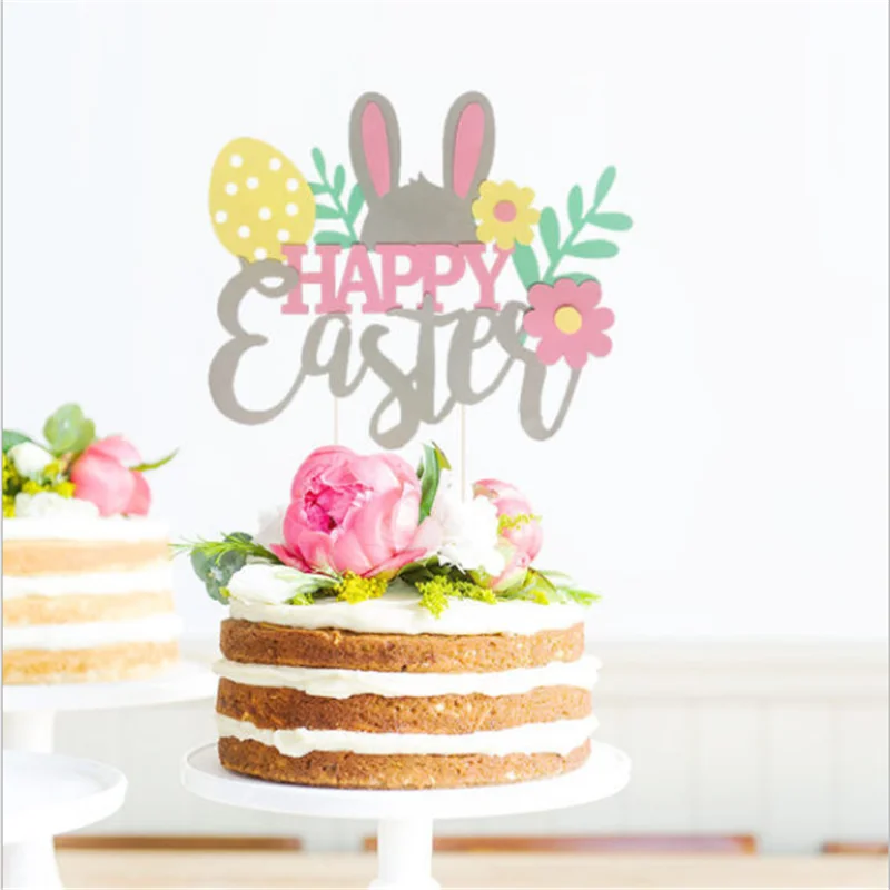 

1pc Baby Shower Decorations Kids Cute Rabbit Magic Hat Colorful Happy Easter Party Decoration Cake Topper Easter Decoration,Q