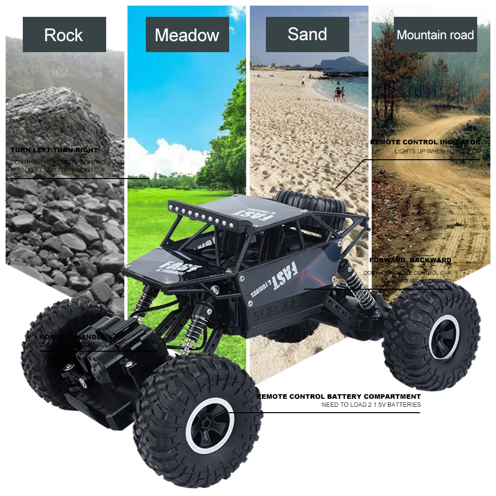 

RC Car 2.4G 4WD Rock Crawlers 4x4 Driving Car Double Motors Drive Cars Remote Control Model Vehicle Toy New year gift