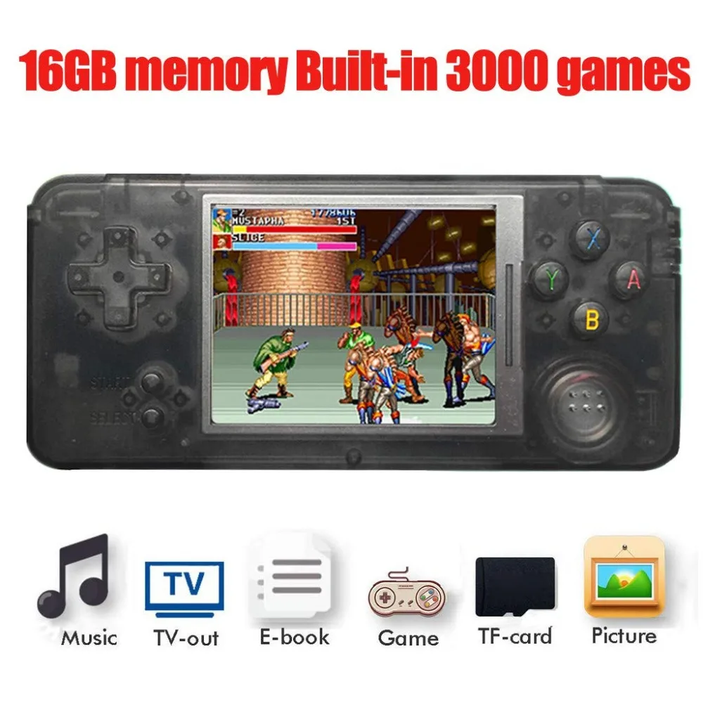 16GB RS-97 RETROGAME портативная игровая консоль 64 бит 3,0 дюймов lcd встроенный 3000 Игры Портативный игровой плеер с розничной коробкой