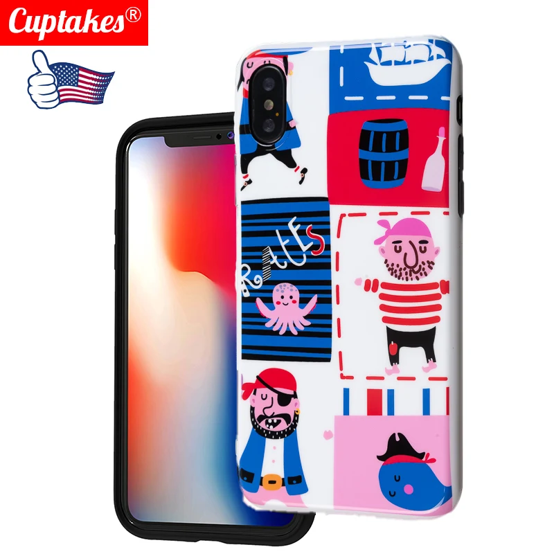 

Luxury Glossy Soft Silicone Case for Apple iPhone X 10 XS Max XR 7 Plus 8 6S 6 Full Cover Cute Cartoon Brave sailor Great pirate