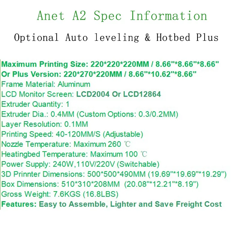 Anet A2 12864 ЖК-экран Aliuminium рамка 3d принтер легко собрать принтер набор зажигалка экономия стоимости перевозки 3d принтер машина