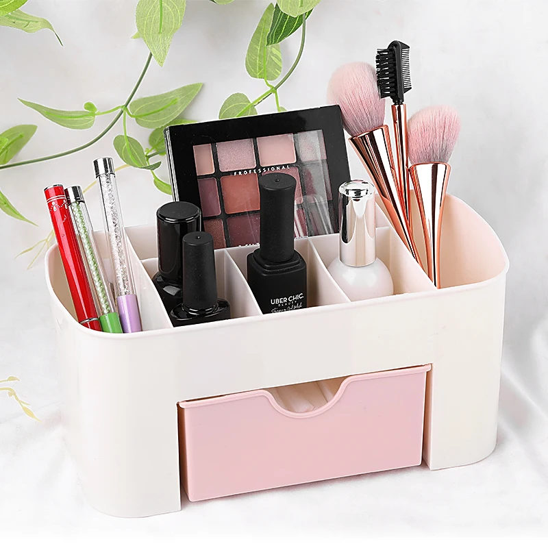 

1Pc 3 Color Portable Desktop Storage Box Plastic Scissors Organizer Jewelry Nail Polish Pen Makeup Brushes Kit Container Tool