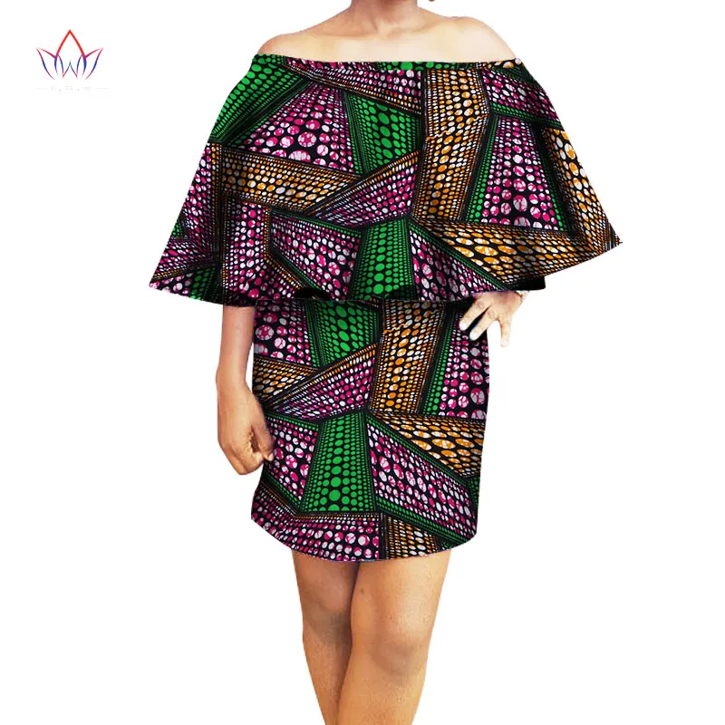 Платье 2019 в африканском стиле, Осенние вечерние платья, смешанные платья с вырезом лодочкой, одежда с коротким рукавом выше колена, платье
