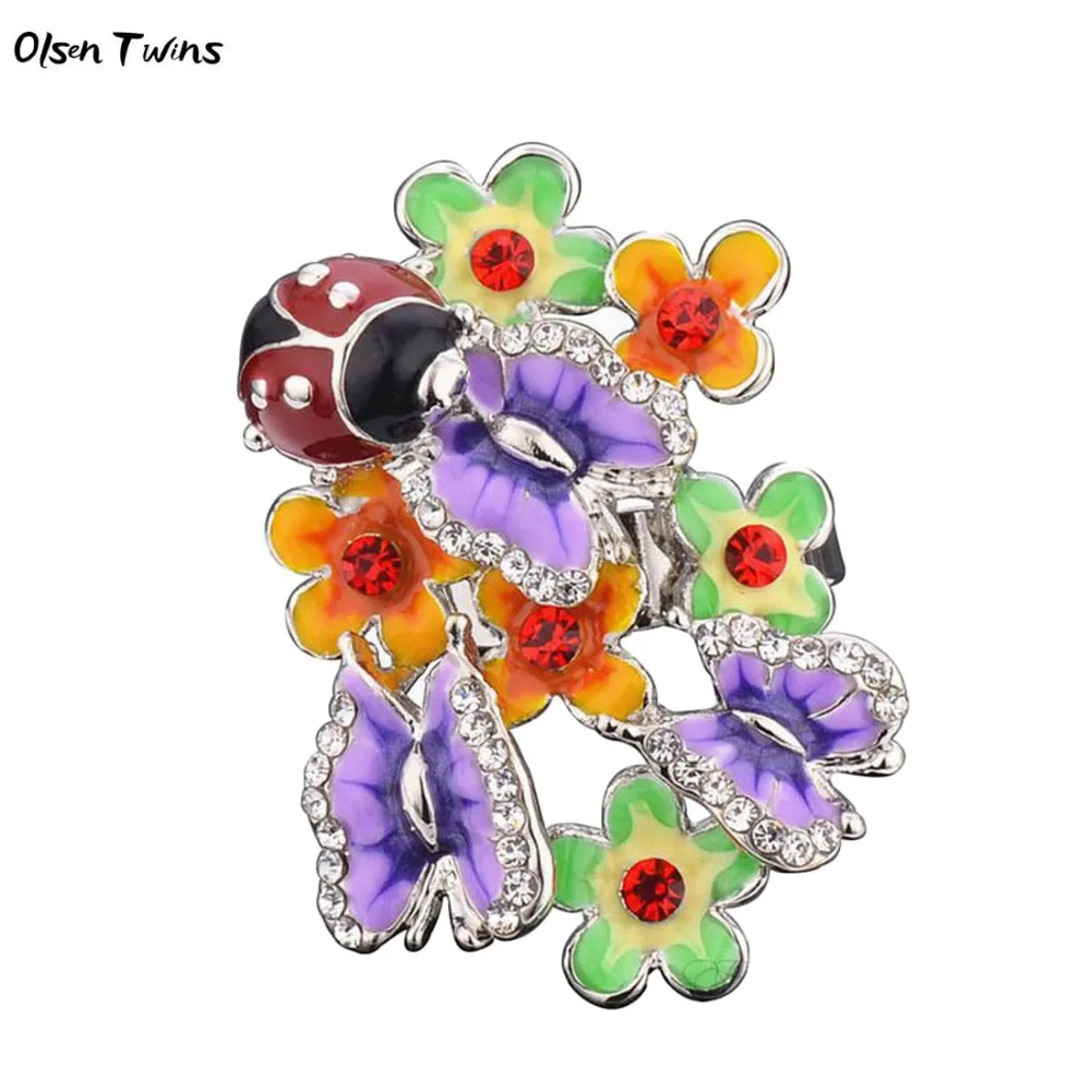 

Olsen Twins Dropshipping Wholesale Rhinestone Enamel Flower Butterfly Ladybug Rings Adjustable Size